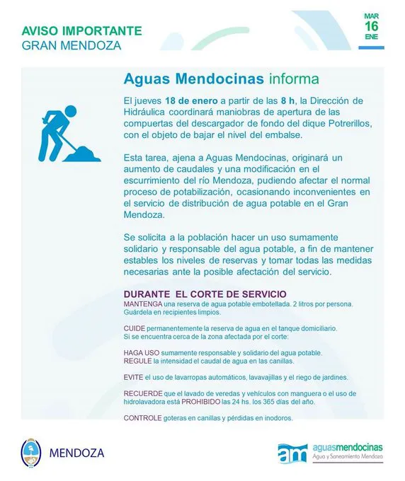 aguas mendocinas dique potrerillos